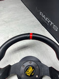 OMP SUPERQUADRO SUEDE RACING STEERING WHEEL FLAT BOTTOM 320MM