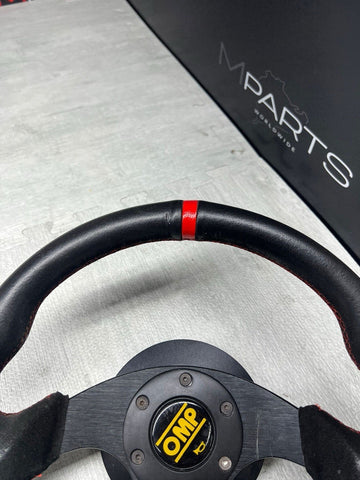 OMP SUPERQUADRO SUEDE RACING STEERING WHEEL FLAT BOTTOM 320MM