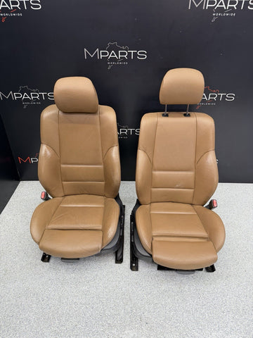 BMW E46 Sedan Wagon Pair Left & Right Front Power Leather Seats Brown M Sport