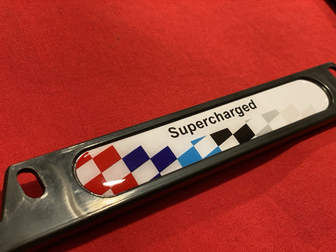 License Plate Frame BMW Power Supercharged Black Plastic Front Rear Cover