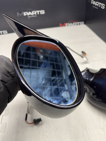01-06 BMW E46 M3 Side View Door Mirrors Pair Carbon Black *Rust Bubbles