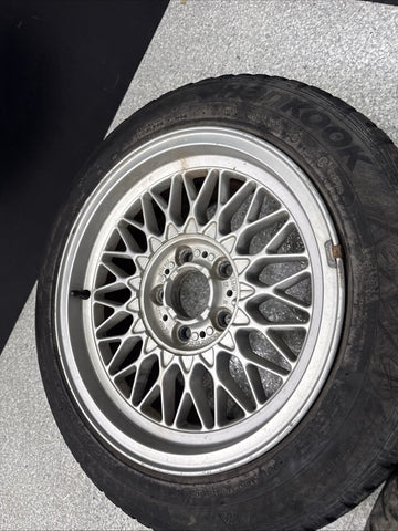 OEM BMW E28 E30 E38 Wheel Rims Tires Set Style 5 Silver 16" ET23 16x8 Square