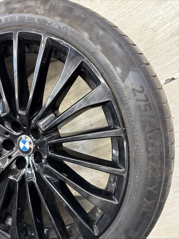 BMW 19-24 G07 X7 22x9.5 22" OEM Front Wheel Rim 6885144 36116885144 Gloss Black