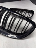 08-13 BMW E90 E92 E93 M3 Front Kidney Grilles Gloss Black Double Slotted