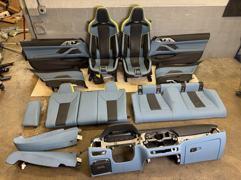 BMW 21-24 G82 M4 Coupe Carbon Bucket Seats Yas Marina Blue Leather Interior Set