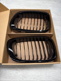 NEW BMW 01-06 E46 M3 Front Kidney Grilles Gloss Black Set
