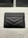 Saint Laurent YSL Black Grained Leather Monogramme Card Holder Case Wallet