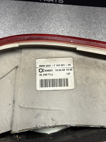 07-10 BMW E93 328 335 M3 Left Driver Outer Tail Light Taillight Lamp 7162301