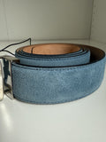 Salvatore Ferragamo 670046 Men's Light Blue Calf Suede Belt Size 42