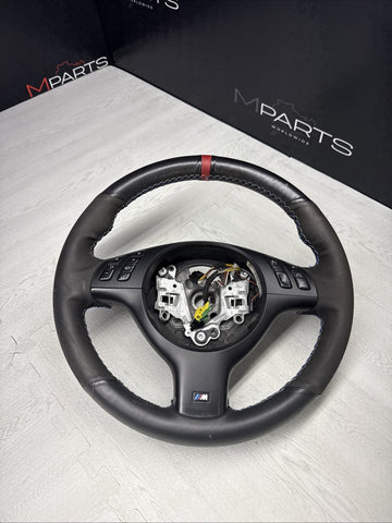 BMW Steering Wheel 01-06 E46 M3 Manual Custom Wrapped Red Stripe