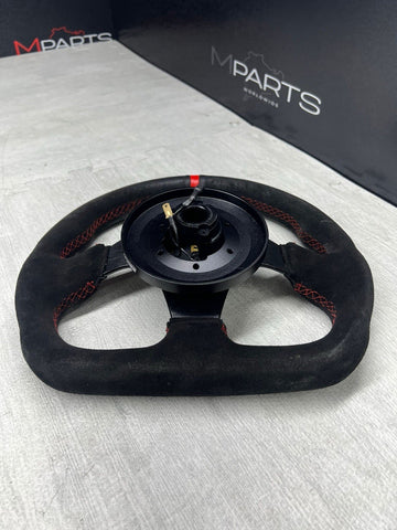 OMP SUPERQUADRO SUEDE RACING STEERING WHEEL FLAT BOTTOM 320MM