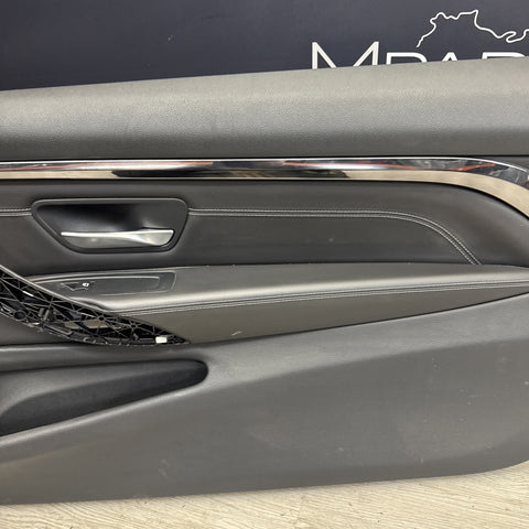 15-20 BMW F82 F83 M4 S55 Front Right Passenger Black Leather Door Card Panel