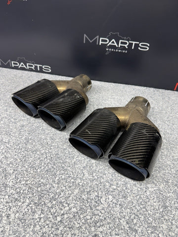 08-13 BMW E92 E93 M3 S65 Rear Exhaust Quad Muffler Tips (4) Carbon Fiber