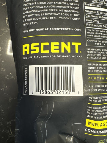 Ascent Native Fuel 100% Whey Protein Powder - Vanilla Bean 4 LB