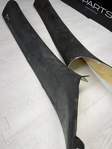 06-10 BMW E63 M6 COUPE Interior A-Pillar Trim Panel Pair L&R  ALCANTARA Set OEM