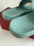 Salvatore Ferragamo Turquoise Blue Groove 17 Pools Slide Sandals Size 10 M