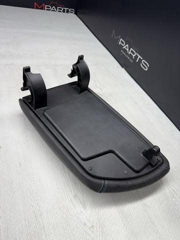 16-21 OEM BMW F87 M2 Center Armrest Tray Console Black Leather Blue Stitch