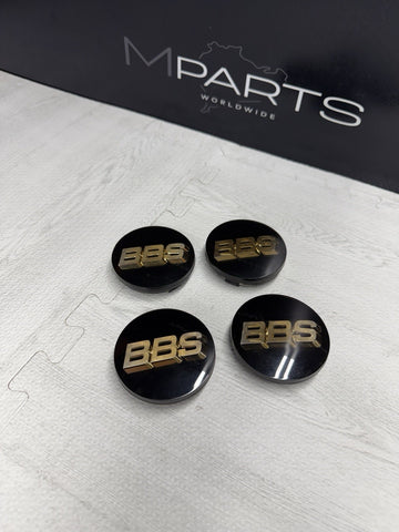 BBS Wheel Center Caps Logos Emblem Black Gold 56.24.120 70mm Set Of 4