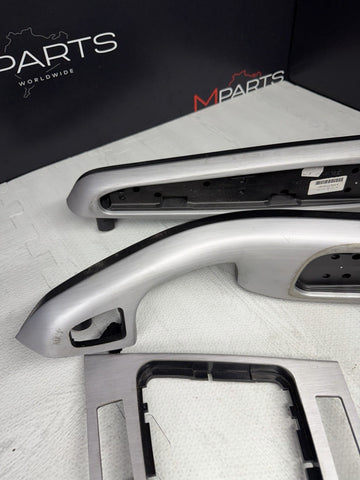01-06 BMW E46 M3 Coupe Interior Armrests Trim Set Brushed Aluminum *Tab