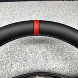 BMW 08-13 E92 M3 Manual Custom Leather Sides Flat Bottom Top Steering Wheel Red