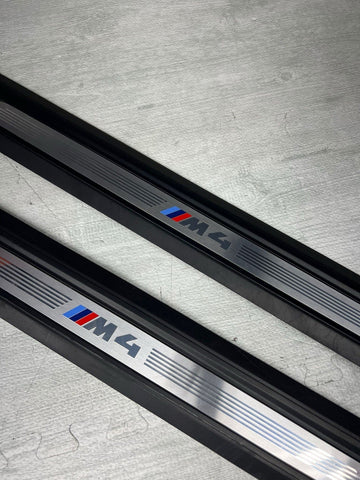 15-20 BMW F82 F83 M4 DOOR SILLS SCUFF PLATES TRIMS COVERS PAIR