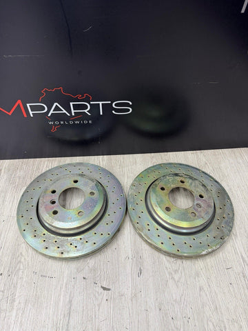 Pair Set of 2 Rear Brembo Brake Disc Rotors X-Drilled Sport BMW E46 330i