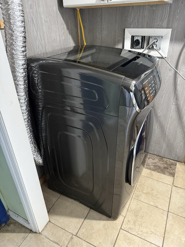 (PICKUP ONLY Samsung DVG60M9900V 27" Brushed Black Front Load Gas Dryer + Washer
