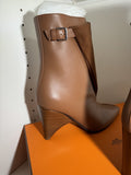 NEW Hermes Goatskin Womans Low Ankle Hanae 85 Velvet Boots 37