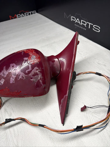 00-03 BMW E39 M5 Front Left Driver Side Mirror Assembly Imola Red Power Fold OEM