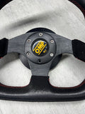 OMP SUPERQUADRO SUEDE RACING STEERING WHEEL FLAT BOTTOM 320MM