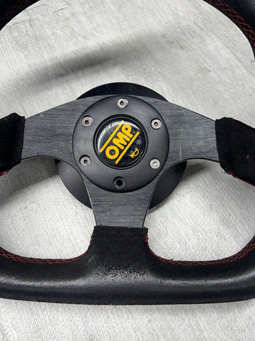 OMP SUPERQUADRO SUEDE RACING STEERING WHEEL FLAT BOTTOM 320MM