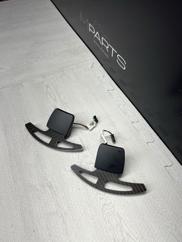 08-14 BMW E90 E92 E93 M3 X5M X6M DCT Steering Wheel Paddle Shifters Carbon Fiber