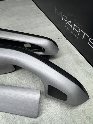 01-06 BMW E46 M3 Convertible Interior Armrests Trim Set Brushed Aluminum *Notes*