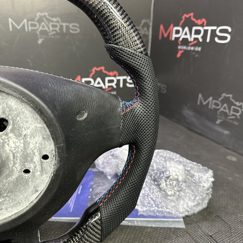 BMW E46 M3 01-06 OHC Carbon fiber Steering Wheel Tri Stitched Manual LED