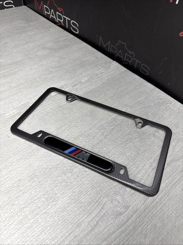 M GENUINE BMW OEM LICENSE PLATE FRAME BRACKET MOUNT HOLDER REAL CARBON STYLE