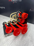 12V 185DB Loud Sound 4 Trumpet Red Train Air Horns Horn Kit E46 M3 Wiring