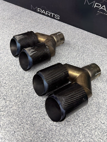 08-13 BMW E92 E93 M3 S65 Rear Exhaust Quad Muffler Tips (4) Carbon Fiber