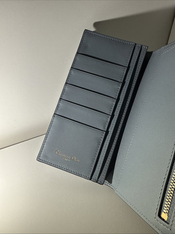 NEW Christian Dior Saddle Flap Card Wallet/Holder Goatskin Cloud Blue
