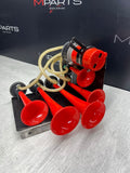 12V 185DB Loud Sound 4 Trumpet Red Train Air Horns Horn Kit E46 M3 Wiring