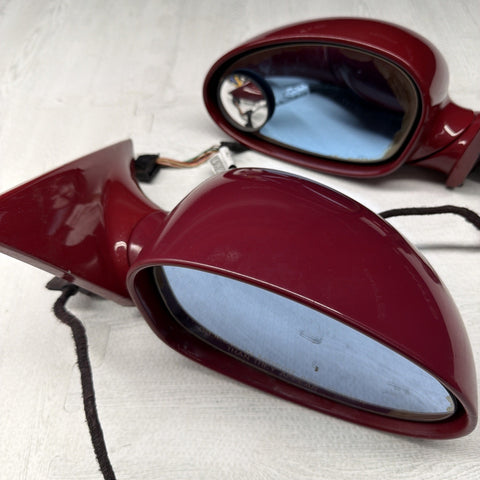 01-06 BMW E46 M3 Side View Door Mirrors Pair Imola Red *Notes*