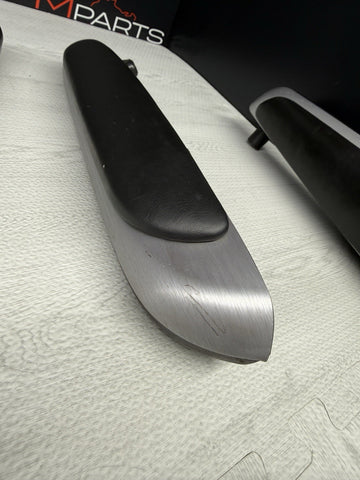 01-06 BMW E46 M3 Coupe Interior Armrests Trim Set Brushed Aluminum *Tab