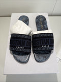 NEW Christian Dior Dway Blue Sandals 92Z Multicolor Toile de Jouy D Size 35