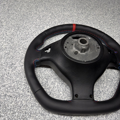 BMW 01-06 E46 M3 SMG Custom Leather Sides Flat Bottom Top Steering Wheel Red