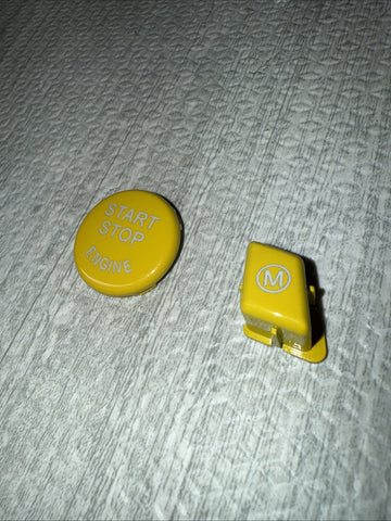 NEW BMW 08-13 E90 E92 E93 M3 E82 135 335 Yellow Start Stop M Mode Buttons Caps