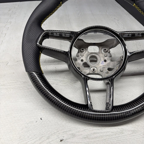 Porsche 911.1 GT3 2015 Steering Wheel Carbon Fiber PDK Carbon Trim Yellow