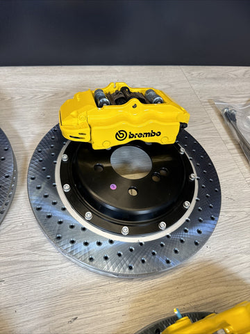 01-06 BMW E46 M3 BREMBO Big Brake Kit Yellow Calipers Rotors Set NEW Plug Play