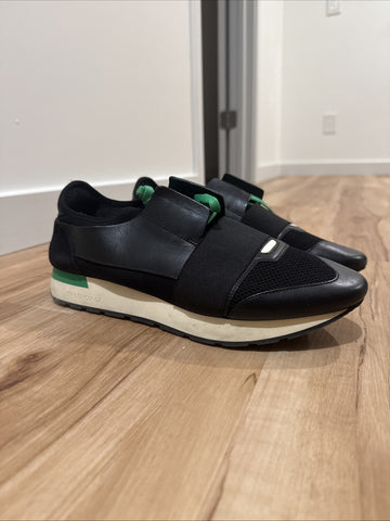 Balenciaga Race Runner Men's Trainers Size 42 US 9 White Green Leather Sneaker