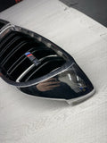 15-20 BMW F80 M3 F82 F83 Front Bumper Kidney Chrome Grilles Grills OEM M4 Badge