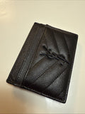 Saint Laurent YSL Black Grained Leather Monogramme Card Holder Case Wallet