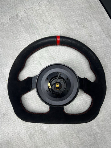 OMP SUPERQUADRO SUEDE RACING STEERING WHEEL FLAT BOTTOM 320MM